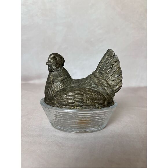 Vintage Glass Hen on Nest Rare - Picture 1 of 9
